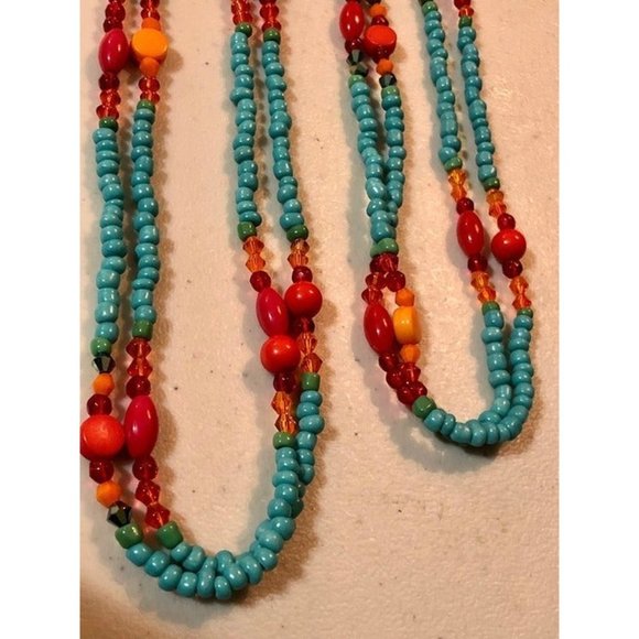 2 Necklaces Blue and green beads are stones, grey cuts are crystals Native style - Picture 2 of 4